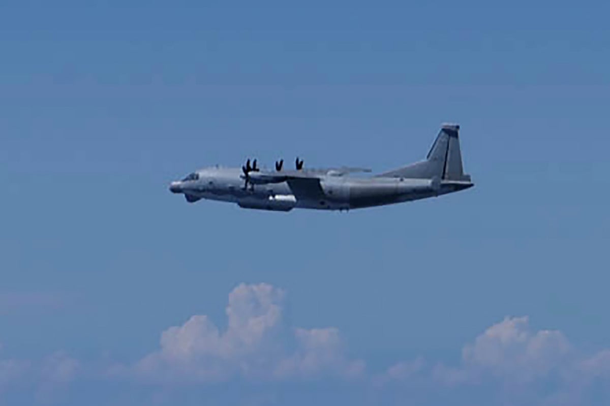 This photo provided by Japan's Ministry of Defense shows a Chinese Y-9 reconnaissance plane Monday, Aug. 26, 2024. - AP